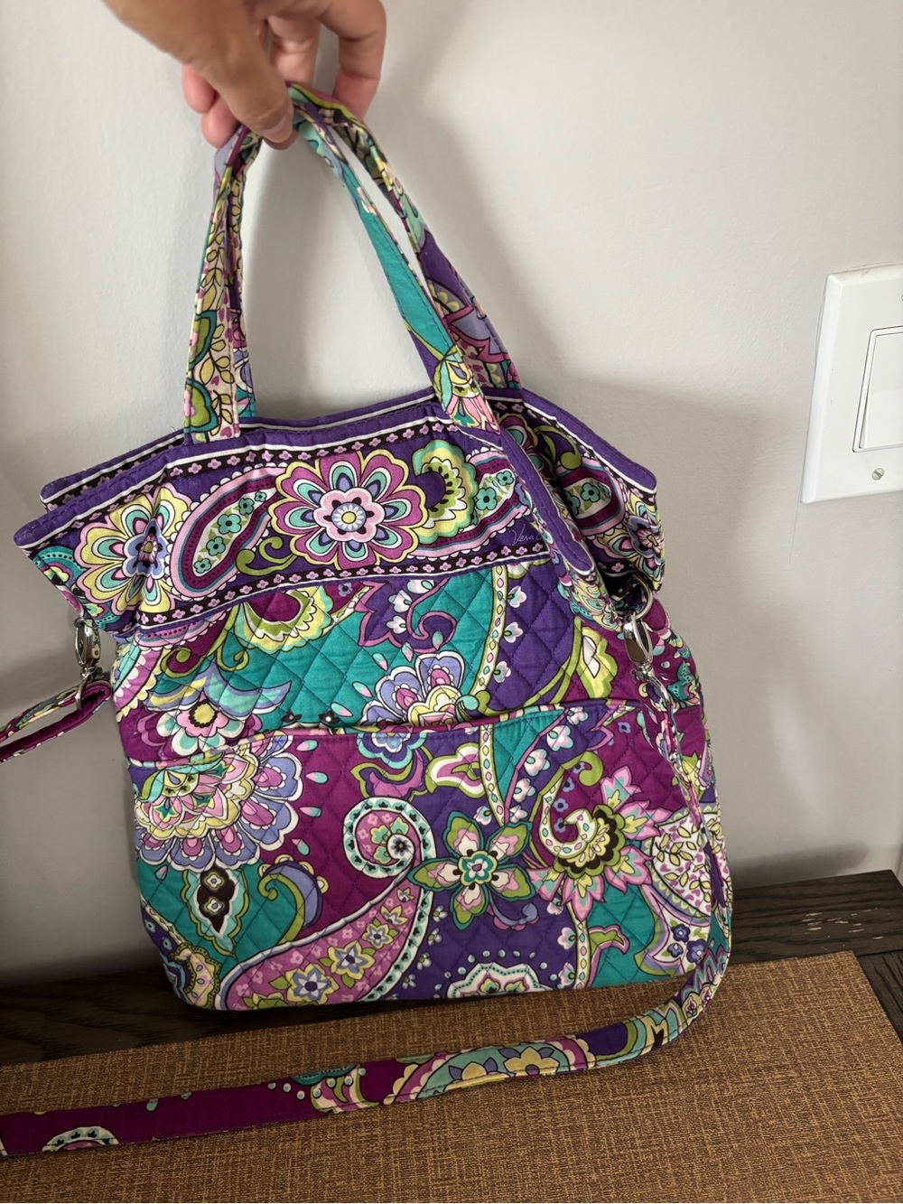 Vera Bradley Purple Floral Quilted Crossbody Tote